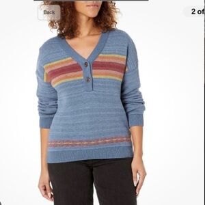 Pendleton 100% Cotton Women’s V-Neck Sweater in Blue, Size S, Heritage Style